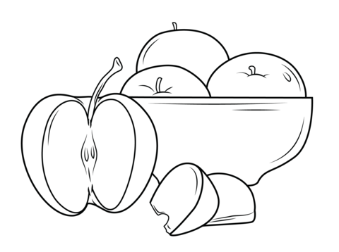 Plate Of Apples Coloring Page